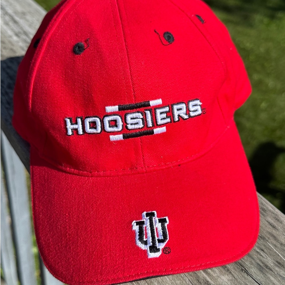 Indiana University Hoosiers Hat Red Embroidered IU NCAA Adjustable Cap Mens
